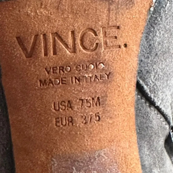 Vince Blakely Suede Block Heel Booties‎ Gray Women's 7.5 Side Zip 2.5" Heel - Picture 8 of 9